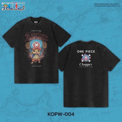 Power 7 Shop เสื้อยืดการ์ตูน ลาย วันพีช "Chopper" ลิขสิทธ์แท้ One Piece Vintage Style (KOPW-004-ผ้าฟอก)