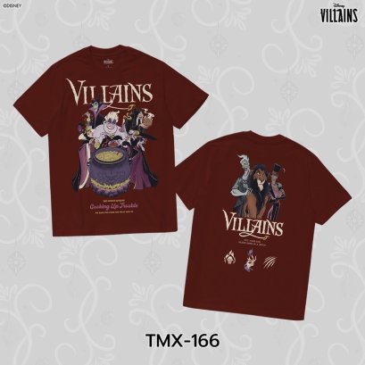 Power 7 Shop เสื้อยืดการ์ตูน &quot;Villains&quot; ลิขสิทธ์แท้ DISNEY (TMX-166-สีแดงเข้ม)