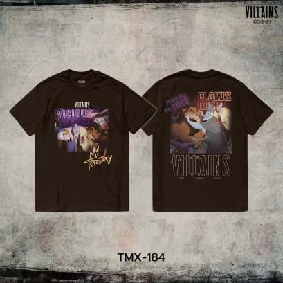 Power 7 Shop เสื้อยืดการ์ตูน "Villains" ลิขสิทธิ์แท้ DISNEY (TMX-184-สีน้ำตาล)