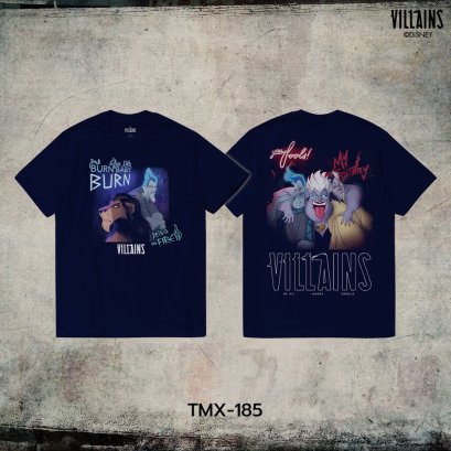 Power 7 Shop เสื้อยืดการ์ตูน &quot;Villains&quot; ลิขสิทธิ์แท้ DISNEY (TMX-185-สีกรม)