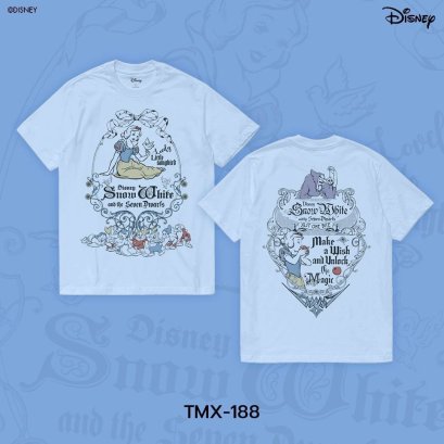 Power 7 Shop เสื้อยืดการ์ตูน ลาย &quot;Snow White&quot; คอลเลคชั่น &quot;Disney Classics&quot; ลิขสิทธิ์แท้ DISNEY (TMX188-สีฟ้าอ่อน)