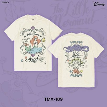 Power 7 Shop เสื้อยืดการ์ตูน The Little Mermaid ลิขสิทธ์แท้ DISNEY (TMX-189-สีครีม)