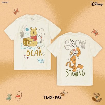 Power 7 Shop เสื้อยืดการ์ตูน ลาย &quot;Winnie the Pooh&quot; ลิขสิทธ์แท้ DISNEY(TMX-193-สีครีม)