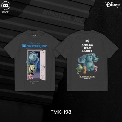 Power7Shop เสื้อยืดการ์ตูน Monsters, Inc. คอลเลคชั่น "Disney Classics" ลิขสิทธิ์แท้ DISNEY (TMX-198-สีเทาเข้ม)