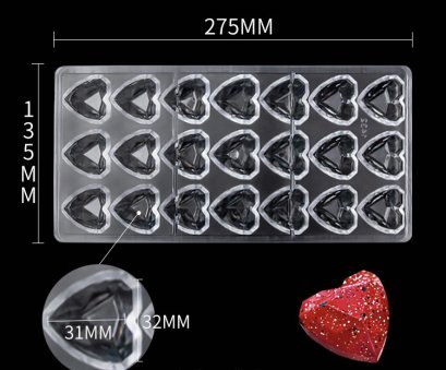 พิมพ์ช็อคโกแลต Polycarbonate Heart Shape 3D (1432)