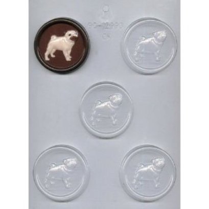 PUG ON 2.5&quot; ROUND CHOC MOLD (CK 90-12993)