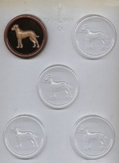 GREAT DANE ON 2.5&quot; ROUND CHOC MOLD (CK 90-12988)