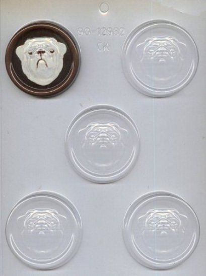 BULLDOG HEAD ON 2.5&quot; ROUND CHOC MOLD (CK 90-12982)