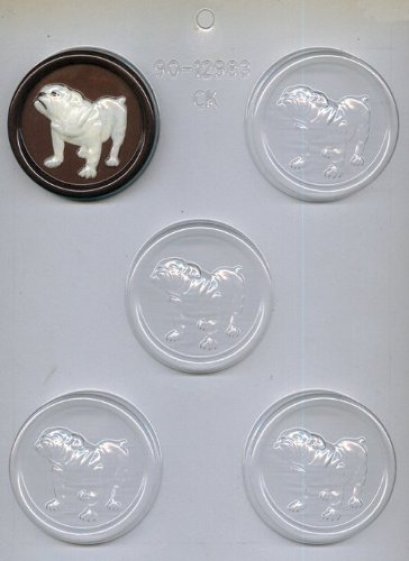 BULLDOG ON 2.5&quot; ROUND CHOC MOLD (CK 90-12983)