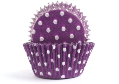 ถ้วยจีบ Polka Dot สีม่วง บรรจุ 75 ใบ