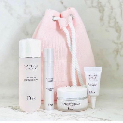 Dior Capture Totale Skincare Set 4pcs With Drawstring Pink Pouch