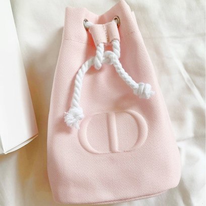 Dior Canvas Drawstring Pink Pouch (No Box)