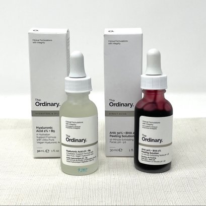 The Ordinary AHA 30% + BHA 2% Peeling Solution 30ml จับคู่กับ Hyaluronic Acid 2% + B5 30ml.