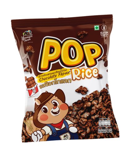 Pop Rice Chocolate Flavor ป๊อปไรซ์ ข้าวกล้องหอมมะลิอบกรอบ รสช็อกโกแลต 50 กรัม