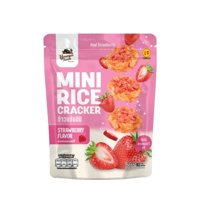 Mini Rice Cracker Strawberry 80g ข้าวแต๋น มินิ รสสตรอเบอร์รี่  80 กรัม