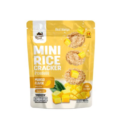 Mini Rice Cracker Mango 60 g ข้าวแต๋น มินิ รสมะม่วง  60 กรัม ซองก้นตั้ง