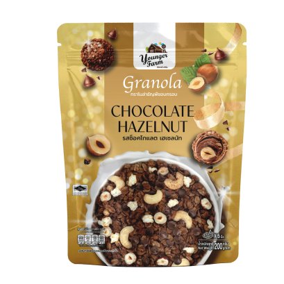 Younger Farm กราโนล่า ธัญพืชอบกรอบ รสช็อคโกแลต เฮเซลนัท 200 กรัม Granola Chocolate Hazelnut 200 g