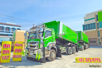 สิบล้อดั้มพ์พ่วงแม่ลูก ISUZU FXZ 360 แรงม้า ปี 65+หางดั้มพ์ สามเพลา อู่ส.สมบัติ ปี 65