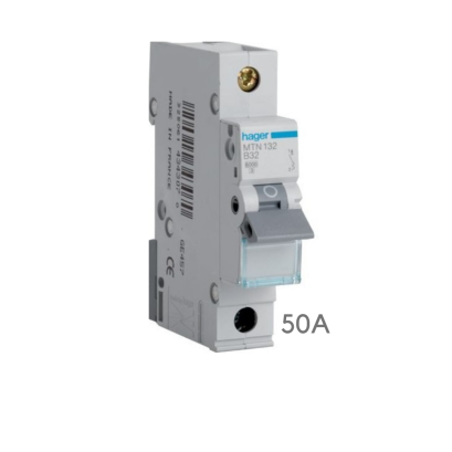 MCB 1P 6kA  C- 50A hager Circuit breaker เซอร์กิตเบรกเกอร์