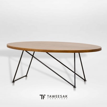 โต๊ะกลางไม้สักแท้ขาเหล็ก ST048