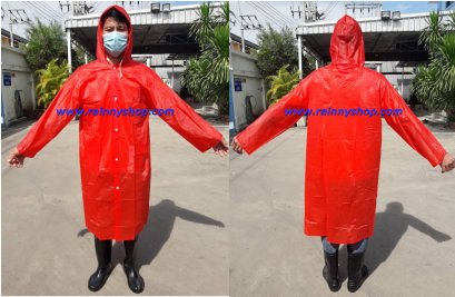 30-RG001Red เสื้อกันฝนผู้ใหญ่ สีแดง แบบผ่าหน้า