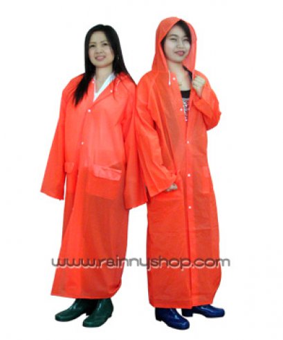 30-RG002-6 เสื้อกันฝนผู้ใหญ่ ส้มจราจร แบบผ่าหน้า
