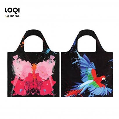 กระเป๋าผ้าแฟชั่นแบรนด์LOQI รุ่น Parrot&Butterfly ใบใหญ่1ใบ+ใบเล็ก1ใบ