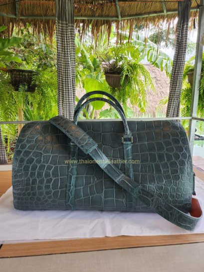 Genuine Belly Crocodile Leather Luggage Bag / Duffle Bags for Men in Grey Crocodile Skin #CRM502L