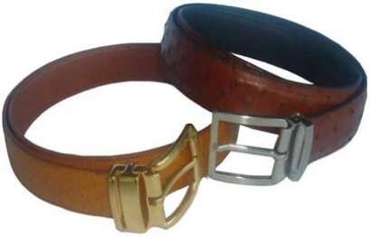 Genuine Ostrich Leather Belt in Brown Ostrich Skin  #OSM655B-02