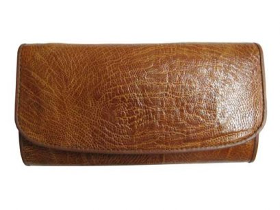 Genuine Ostrich Leather Clutch Wallet in Light Brown Ostrich Skin  #OSW621W