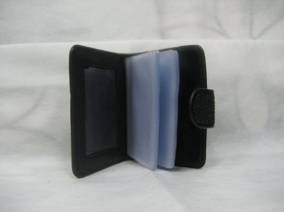 Genuine Stingray Leather Name Card Wallet/Purse in Black Colour  #STM584W