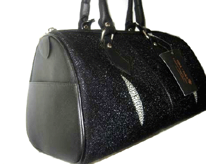 Genuine Stingray Leather Handbag in Black Stingray Skin  #STW1002H