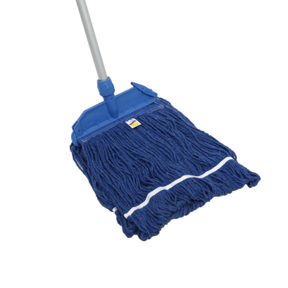 ม้อพถูเปียก 10 นิ้ว ใยน้ำเงินเย็บชาย ด้ามเหล็ก 1.2ม.