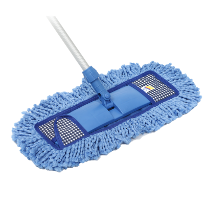 ม็อพเช็ดฝุ่น 16 นิ้ว ใยไมโครฟ้า ครบชุด ด้ามเหล็ก 1.2ม.