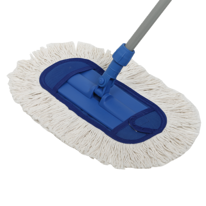 ม็อพเช็ดฝุ่น 12 นิ้ว ใยขาว ครบชุด ด้ามเหล็ก 1.2ม.