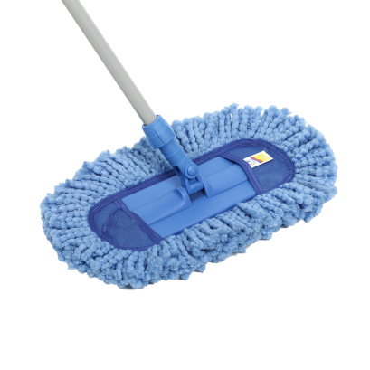 ม็อพเช็ดฝุ่น 12 นิ้ว ใยไมโครฟ้า ครบชุด ด้ามเหล็ก 1.2ม.