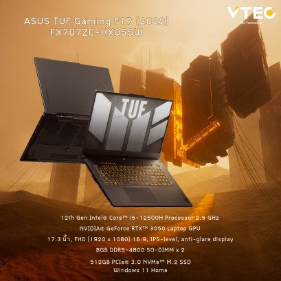 Asus TUF Gaming F17 FX707ZC-HX055W | i5-12500H | 16 GB DDR5 | 512 GB M.2 | 17.3" | GeForce RTX 3050 | Windows 11
