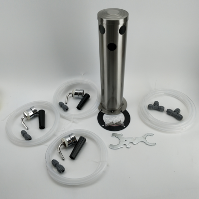 Triple Tap Brushed Stainless Font Kit with SS Duotigh Shot shank and Black handle (Without Tap)