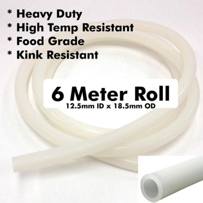 Heavy Duty silicone Tube - 6m Roll (ID12.5mm x OD18.5mm)