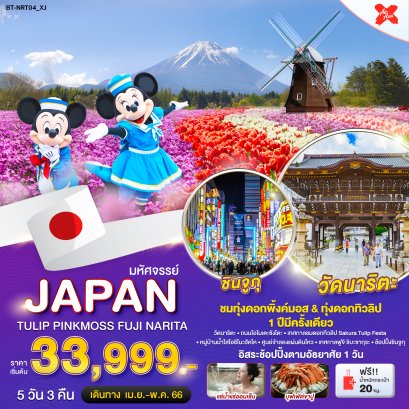 ทัวร์ญี่ปุ่น : มหัศจรรย์ JAPAN TULIP PINKMOSS ฟูจิ นาริตะ 5 วัน 3 คืน