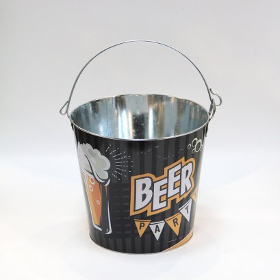 Round Tin Ice Bucket (Included Opener)