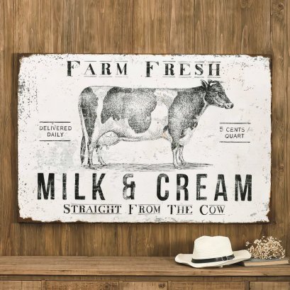 Farm Fresh Milk & Cream Metal Wall Décor