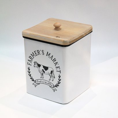 (L) Container Farmhouse w/ Wood Lid
