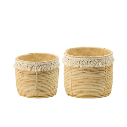 Cement Planter w./ Tassel Set of 2