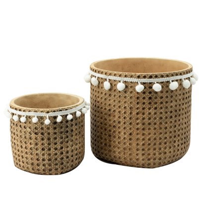 Cement Planter Planter w/ Cotton Set of 2