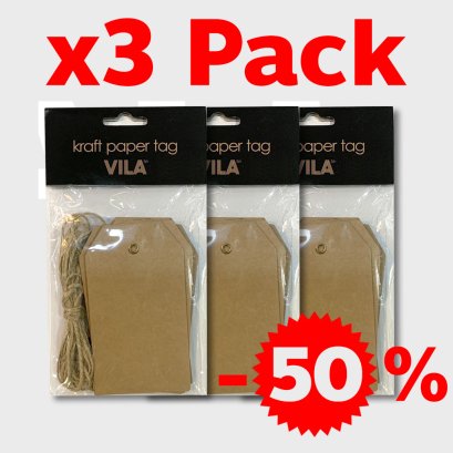 Sale!! Set 3 Pack Kraft paper tag w/Rope (Set of 12)