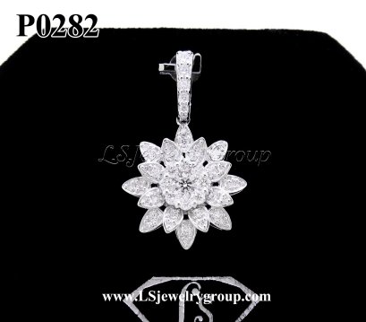 จี้เพชรแท้ธรรมชาติ (Natural Diamonds)  น้ำงามที่สุด (Perfect Heart&Arrow Ideal Cut) 1.10 Ct.  เพชรแท้ธรรมชาติ H&A-รัชเชี่ยนคัท 48 เม็ด (น้ำ100-99%) White Gold เปอร์เซ็นต์สูงสุด หนัก 3.700 g.