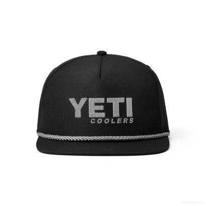 YETI COOLERS FLAT BRIM ROPE HAT BLACK