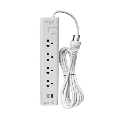 ปลั๊กไฟมาตรฐาน มอก. 4 ช่อง 4 สวิตช์ 2 USB H5154-WH
