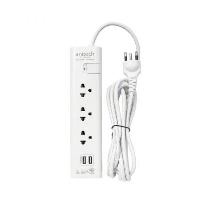 ปลั๊กไฟมาตรฐาน มอก. 3 ช่อง 1 สวิตช์ 2 USB H5133-WH